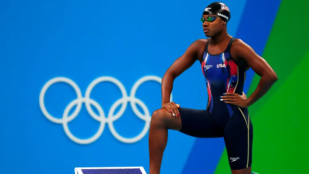 Simone Manuel nas Olimpíadas (Imagem: Swim Channel)