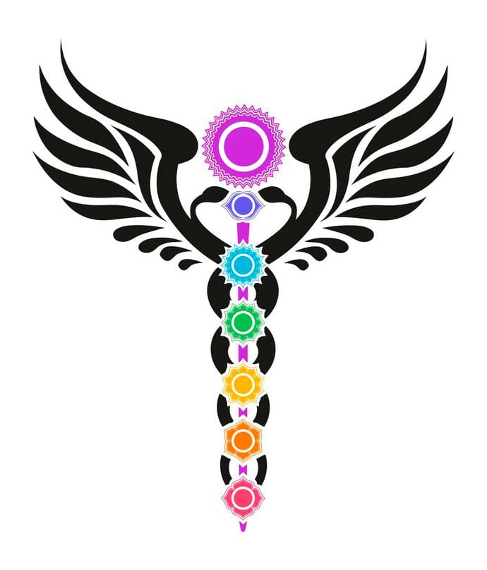 Caduceu e Sete Chakras (Imagem Reprodução)