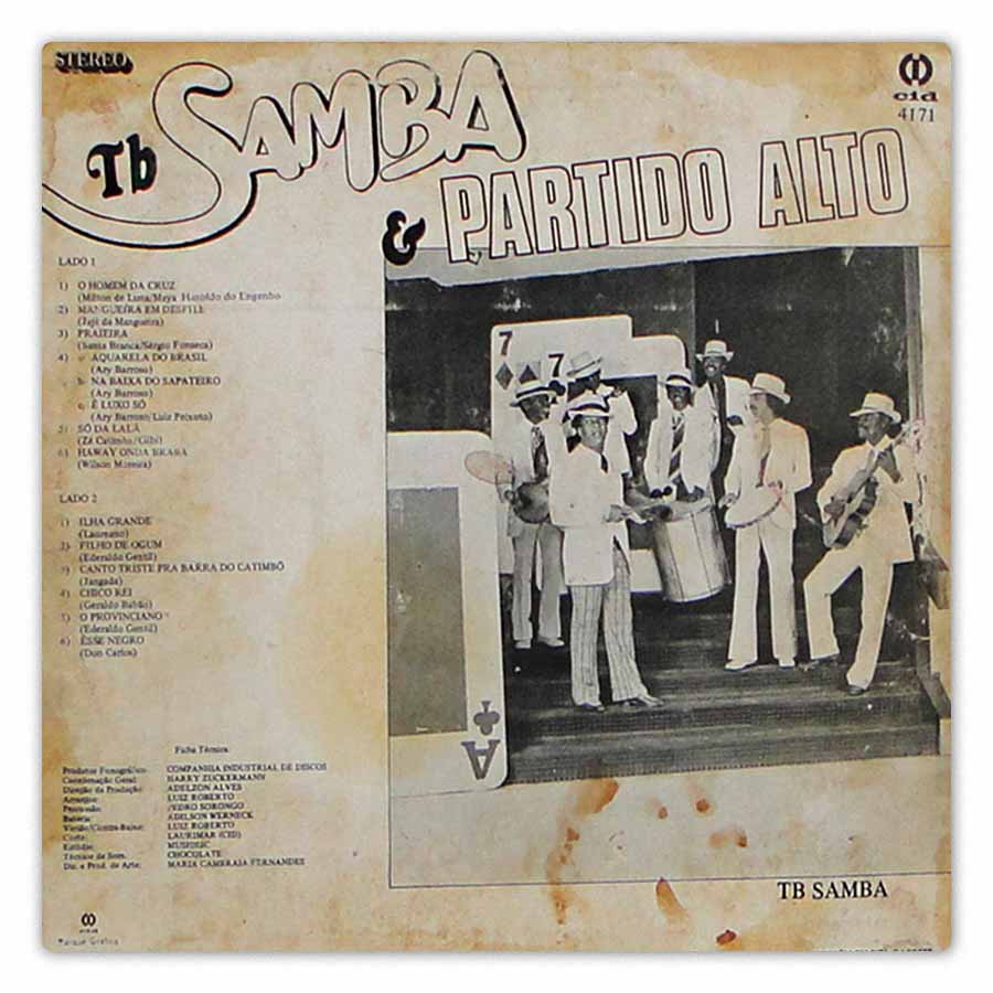 Contra capa do disco "T.B. Samba – Samba & Partido Alto" (Imagem: Reprodução | Vinil Records)