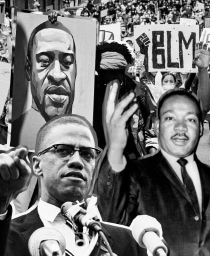 Martin Luther King Malcom X George Floyd