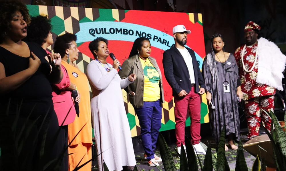 Representantes da Coalizão Negra por Direitos durante o evento de lançamento das pré-candidaturas para as eleições de 2022 (Foto: Reprodução)