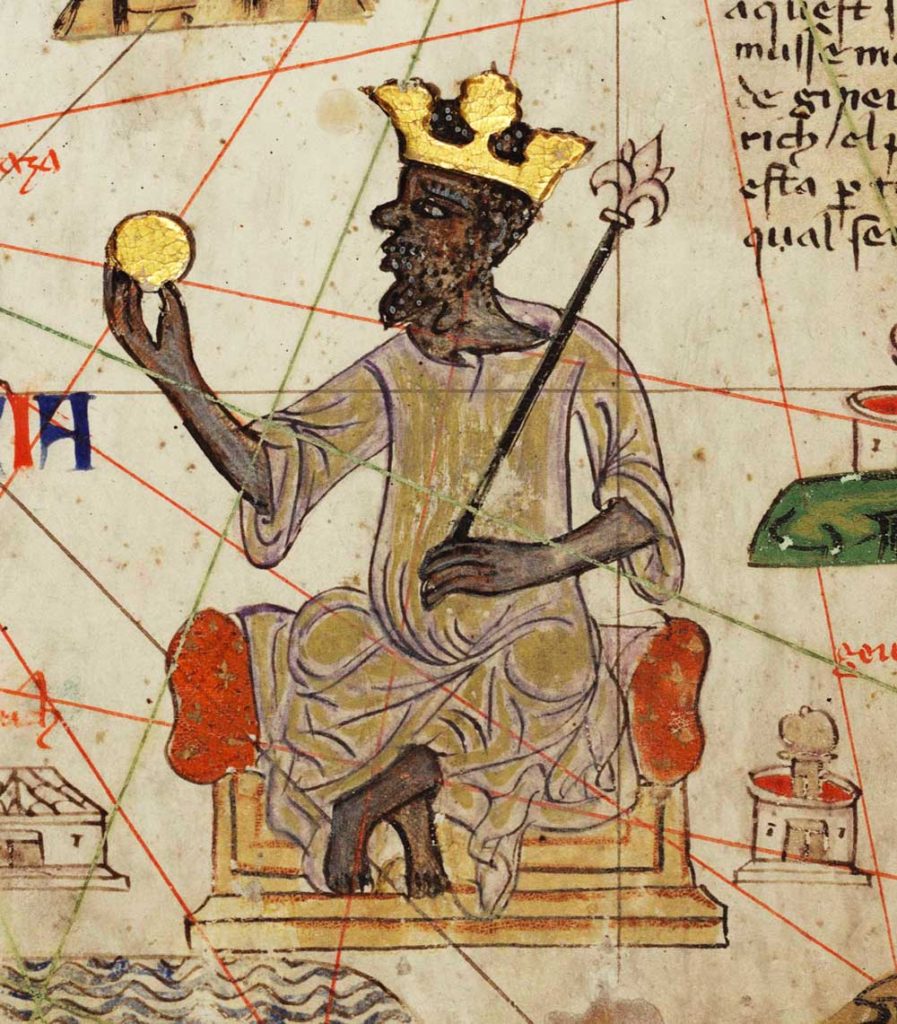 Iluminura do Atlas Catalão representando Muça I (ca. 1375)