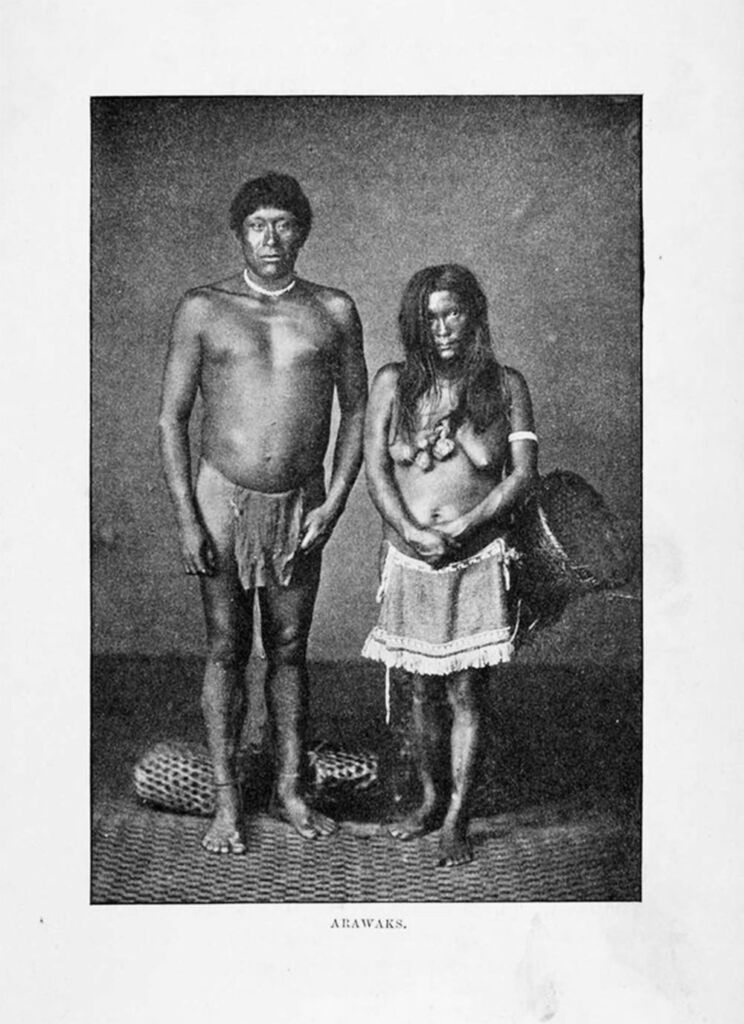 Retrato de Aruaques, membros de um dos povos habitantes da ilha de Xaymaca (Imagem: Reprodução)
