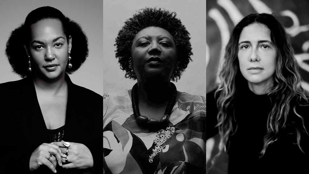 Da esquerda para a direita: Diane Lima, Rosana Paulino e Adriana Varejão. (Imagens: Wallace Domingues, Rodrigo Ladeira e Tinko Czetwertynski)