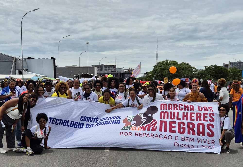 Membro do Comitê Nacional de Tecnologia da Marcha de Mulheres Negras de 2025 (Imagem: Gustavo Souza)