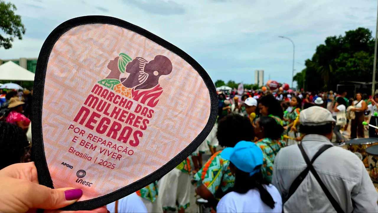Marcha das Mulheres Negras, por Reparação e bem viver - Brasilia, 2025 - Apoio: INESC (Imagem: Divulgação)